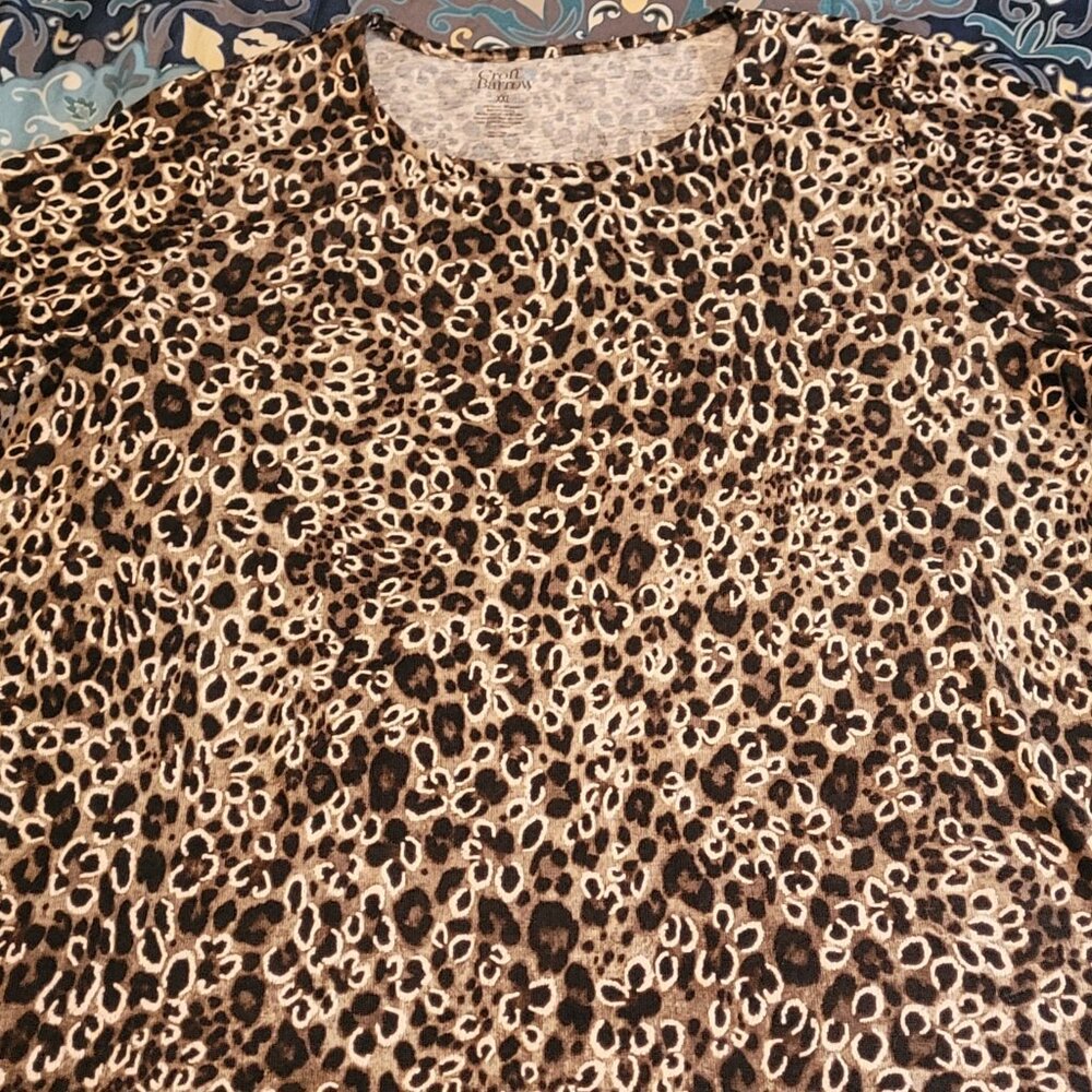 Like NEW! Womens Croft & Barrow Cheetah Print Blouse (XXL)